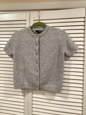 Fashion Nova Light Gray Short Sleeve Button Cardigan